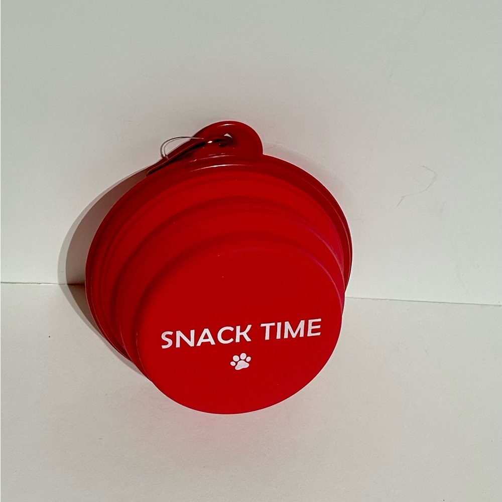 Collapsible Silicone Dog Cat 5” Travel Bowl Dish 12oz Red Snack Pet Portable